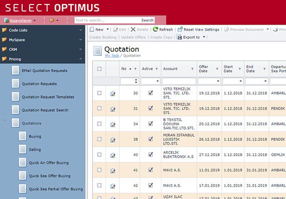 Select Optimus Pricing Screenshot