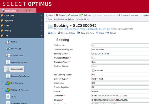Select Optimus Booking Screenshot